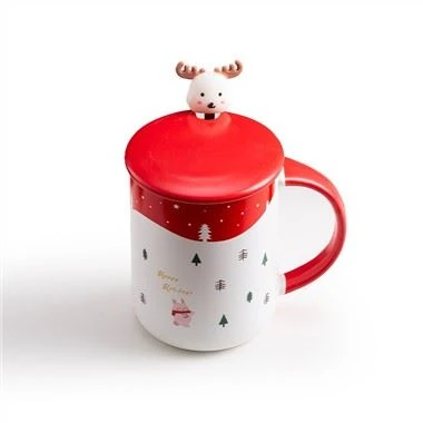 Cana din ceramica de Craciun cu capac