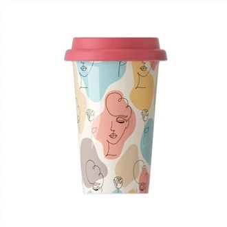 Căni de cafea din ceramică înalte de 16 oz cu capace